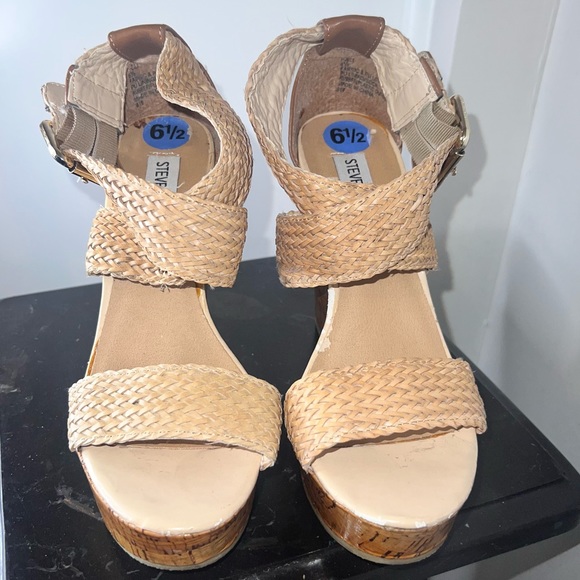 Steve Madden Basket Weave Wedges • Sz 6.5 • Wraps Around Ankle • Beige/Tan • EUC - Picture 10 of 17